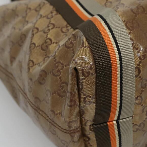 GUCCI GG Crystal Sherry Line Tote Bag Coated Canvas Brown - Picture 11 of 16